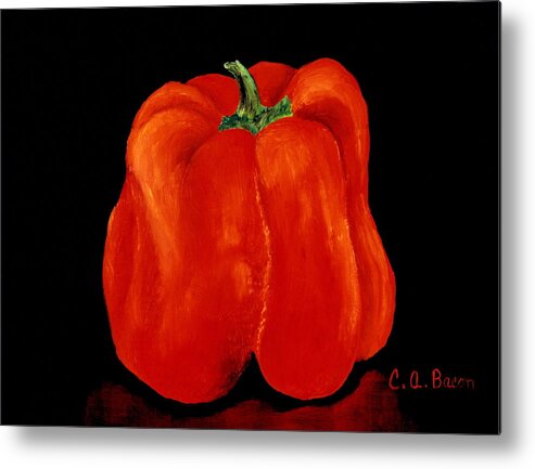 Red Pepper Metal Print featuring the painting Red Garden Bell by Charlotte Bacon