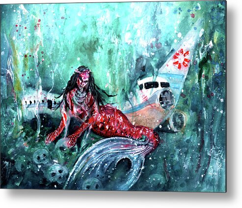 Into Deep Metal Print featuring the painting Red Jean by Miki De Goodaboom
