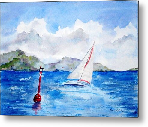Sailing Metal Print featuring the painting Red Right Returning by Diane Kirk
