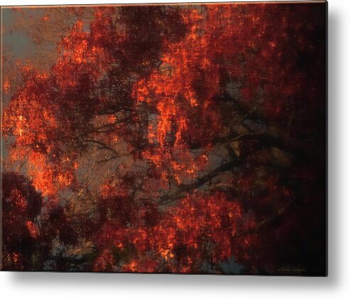 Autumn Metal Print featuring the photograph Red Tree Scene by Mikki Cucuzzo