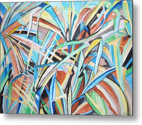 Reed Abstraction Metal Print featuring the painting Reed Abstraction by Esther Newman-Cohen