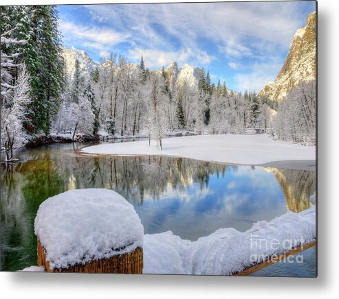 Merced River Metal Print featuring the photograph Reflections in the Merced River Yosemite National Park by Wayne Moran