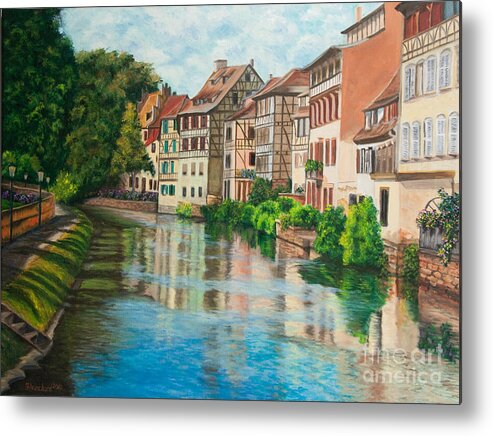 Strasbourg France Art Metal Print featuring the painting Reflections Of Strasbourg by Charlotte Blanchard