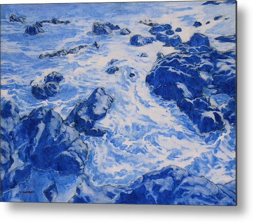 Ocean Metal Print featuring the painting Reflective Churning by Andrew Danielsen