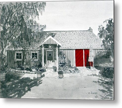 Retzlaff Winery Metal Print featuring the painting Retzlaff Winery with Red Door No. 2 by Mike Robles
