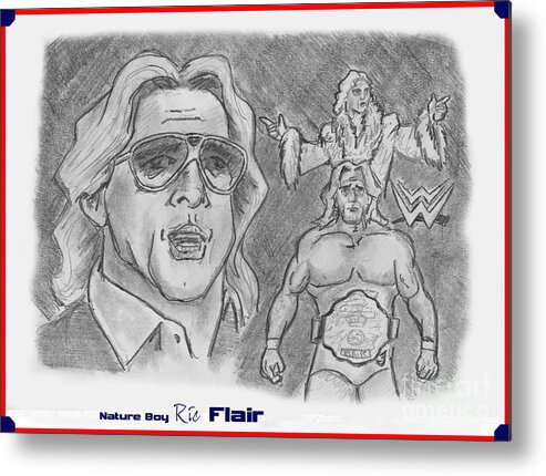 Ric Flair Metal Print featuring the drawing Ric Flair -The Nature Boy by Chris DelVecchio