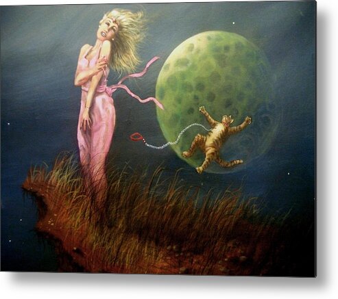 Fantasy Metal Print featuring the painting Rocket Kitty and Other Tales by Tom Shropshire