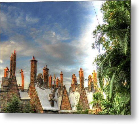 Hogsmeade Metal Print featuring the photograph rooftops Hogsmeade by Tom Prendergast