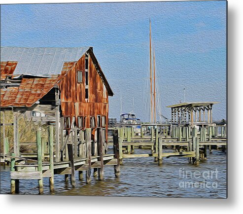 Art Metal Print featuring the painting Rusted But Still Standing In Apalachicola by DB Hayes