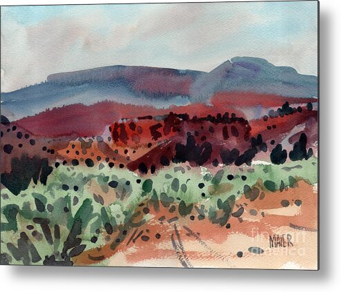 Southwestern Landscape Metal Print featuring the painting Sage Sand and Sierra by Donald Maier