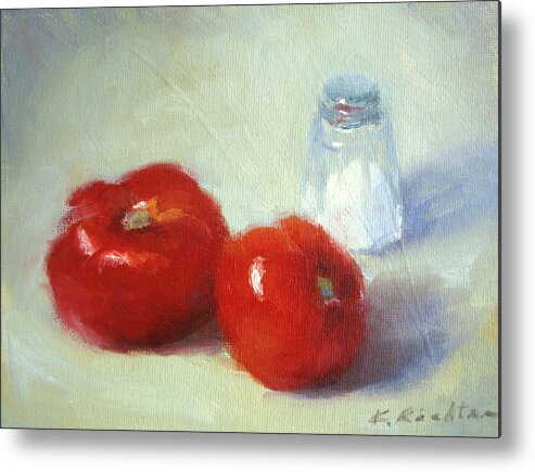 Tomatoes Metal Print featuring the painting Salt and Tomatoes by Keiko Richter