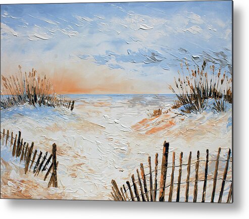 Beach Metal Print featuring the painting Sand Fences by William Love