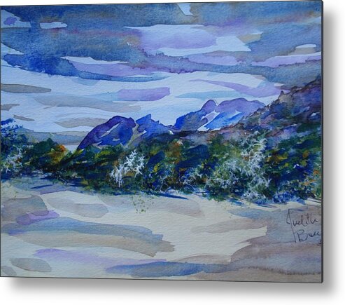 Sandia Mountains Metal Print featuring the painting Sandia Mountains by Judith Espinoza
