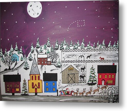 Snow Metal Print featuring the painting Santa Under the Little Dipper by Jeffrey Koss