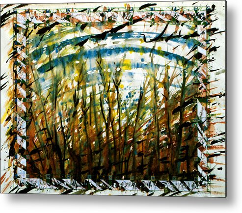 Abstract Metal Print featuring the painting Saplings by Tom Hefko