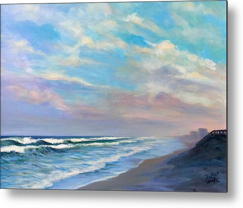 Sunset Metal Print featuring the painting Satellite Beach, 6PM by Gretchen Ten Eyck Hunt