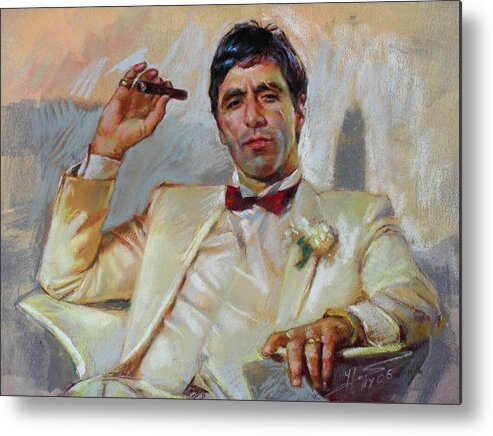 Scarface Metal Print featuring the pastel Scarface by Ylli Haruni