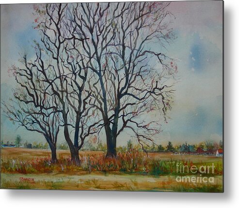 Landscape Metal Print featuring the painting Scary Tree by Joyce Guariglia