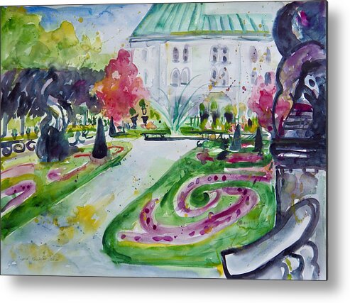Salzburg Metal Print featuring the painting Schloss Mirabell by Ingrid Dohm