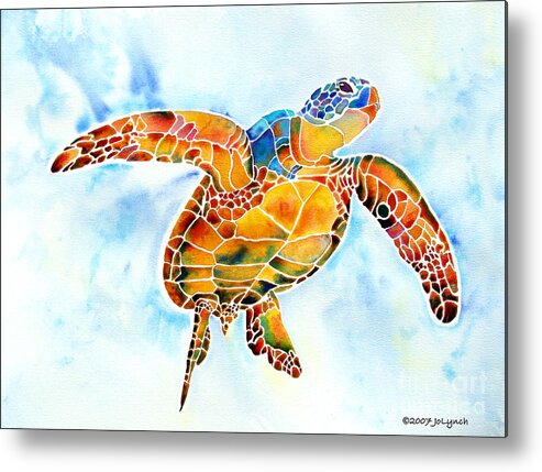 Sea Turtle Metal Print featuring the painting Sea Turtle Gentle Giant by Jo Lynch