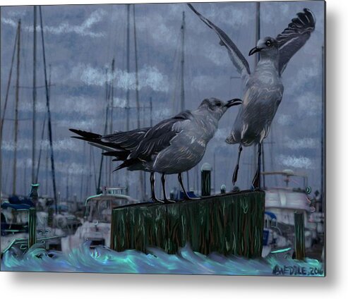 Seagulls Metal Print featuring the painting Seagulls by Angela Weddle