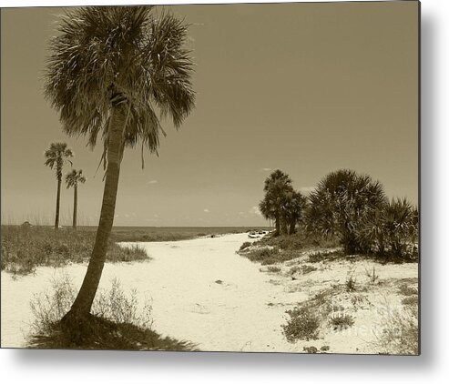 Landscape Metal Print featuring the photograph Sepia Beach by Jeanne Forsythe