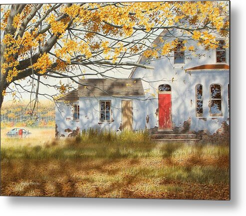 Scenic Metal Print featuring the painting Shadows in Autumn by Conrad Mieschke