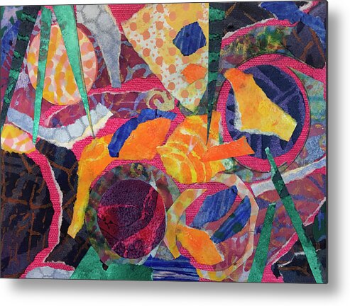Brilliant Metal Print featuring the mixed media Shards of Pottery in a Pool by Edie Cohn