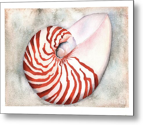 Nautilus Metal Print featuring the painting Shimmering Nautilus by Hilda Wagner