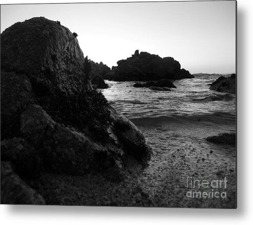 Pacific Grove Metal Print featuring the photograph Shoreline Monolith Monochrome by James B Toy