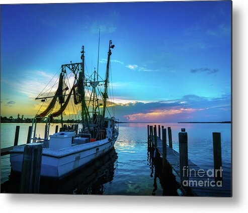 Florida Sunset Metal Print featuring the photograph Shrimp Boat Sunset by Jon Neidert