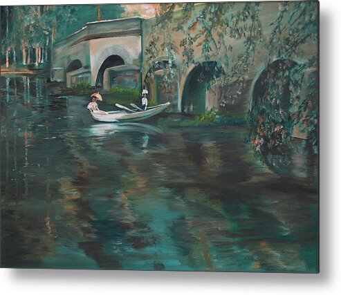 River Metal Print featuring the painting Slow Boat - LMJ by Ruth Kamenev