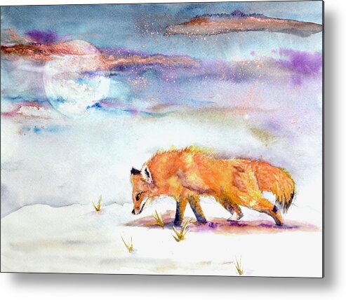 Fox Metal Print featuring the painting Sniffing Out Some Magic by Beverley Harper Tinsley
