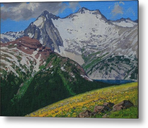 Landscape Metal Print featuring the painting Snowmass Mountain by Lanny Grant