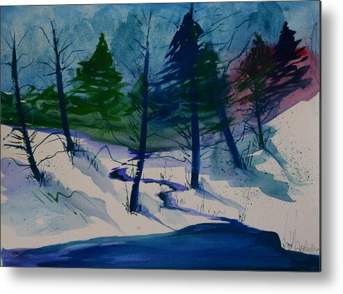 Snowy Landscape Metal Print featuring the painting Snowy Study by Julie Lueders 