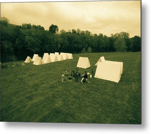 Cannon Metal Print featuring the photograph Southern Army Camp Sepia by Star City SkyCams