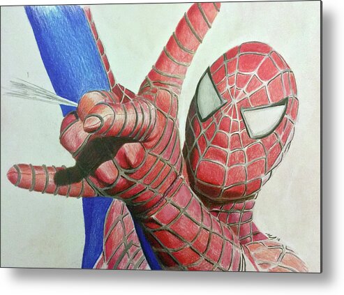 Spiderman Metal Print featuring the drawing Spiderman by Michael McKenzie