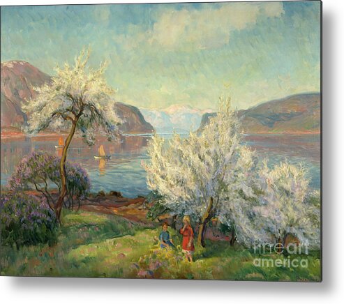 Thorolf Holmboe Metal Print featuring the painting Spring by O Vaering by Thorolf Holmboe