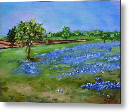Bluebonnets Metal Print featuring the painting Springtime Blues by Melissa Torres