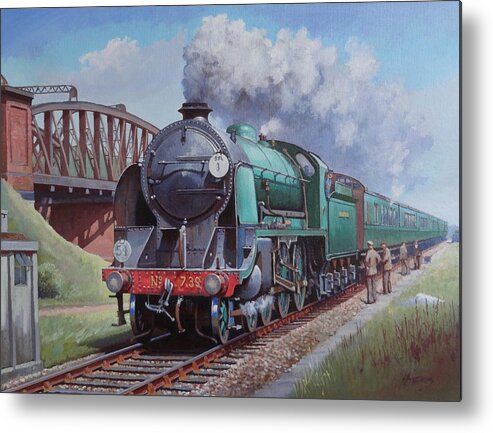 Steam Metal Print featuring the painting SR King Arthur class. by Mike Jeffries