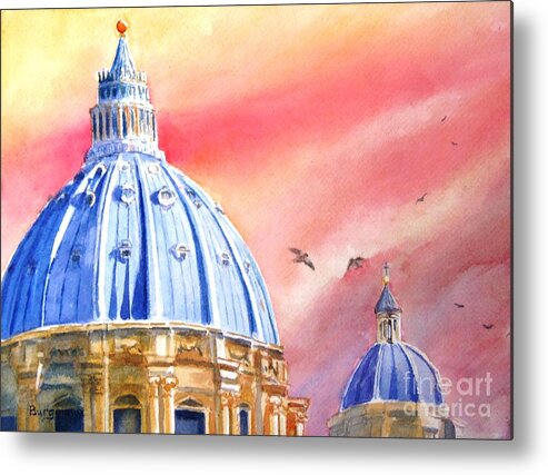 Italy Metal Print featuring the painting St. Peter's - A Pigeon's Perspective by Petra Burgmann