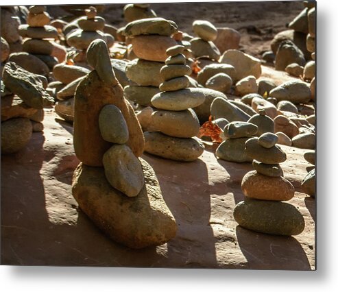Stones Metal Print featuring the photograph Stone Cairns 7791-101717-1cr by Tam Ryan