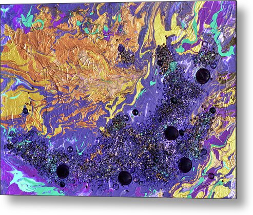 Bold Abstract Metal Print featuring the mixed media Stormy Universe by Donna Blackhall