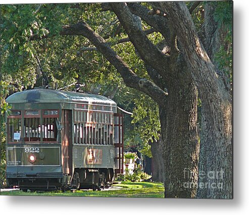 New Orleans Metal Print featuring the photograph Streetcar Under the Oak Trees by Jeanne Woods