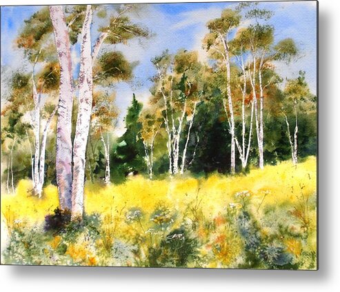 Maine Metal Print featuring the painting Summer Birches by Diane Kirk