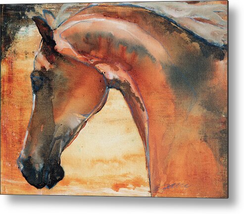 Horse Metal Print featuring the painting Sun Kissed Abrabian by Jani Freimann