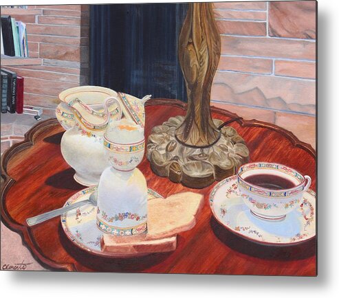 Breakfast Metal Print featuring the painting Sunday breakfast by Barbara Barber