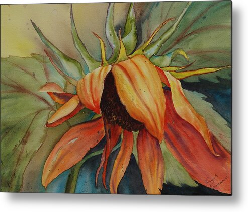 Sunflower Metal Print featuring the painting Sunflower by Ruth Kamenev