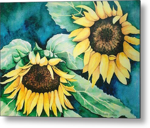 Flowers Metal Print featuring the painting Sunflowers by Laurie Anderson