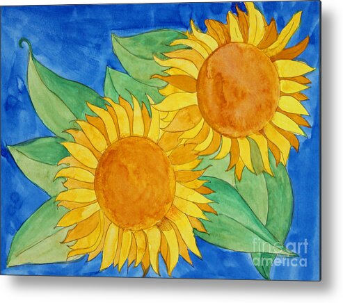 Sunflower Metal Print featuring the painting Sunflowers by Norma Appleton